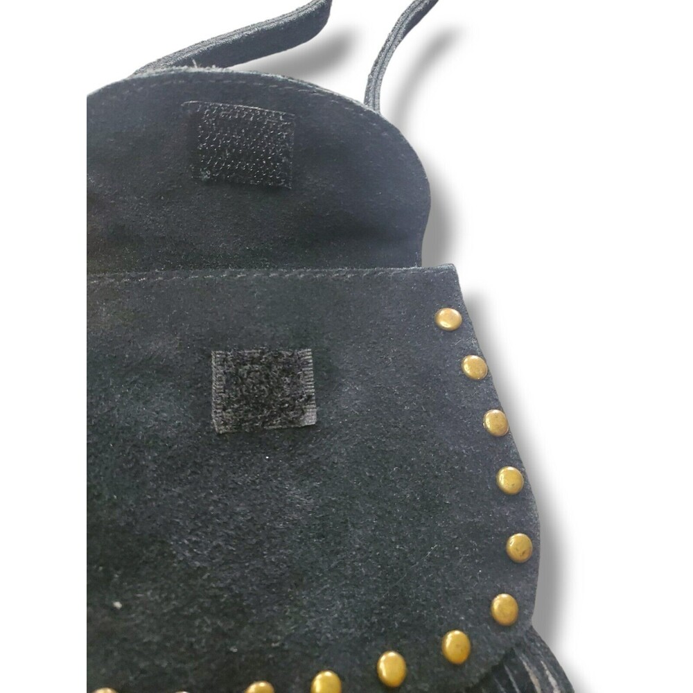 Vintage Gianni Black Vegan Suede Fringe MicroMini Shoulder Crossbody Western Bag - Picture 6 of 16